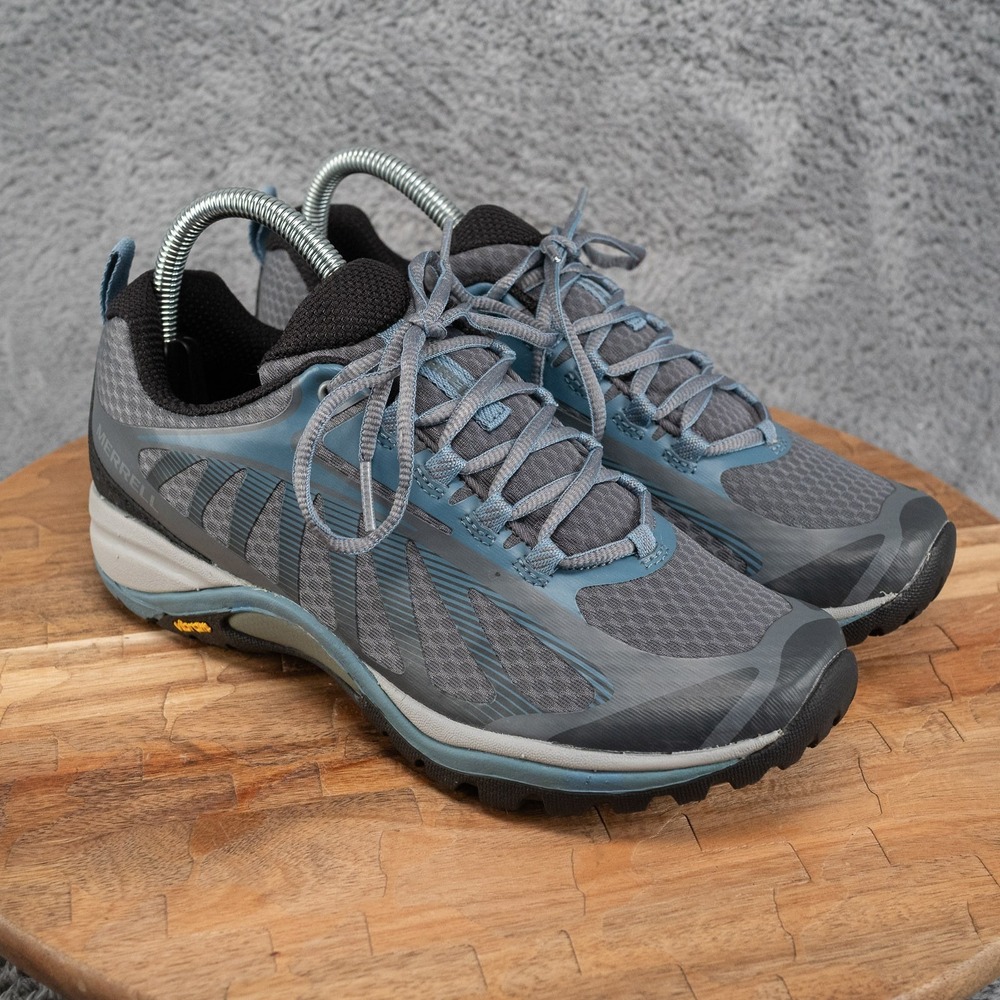 Merrell Siren Edge 3-Trail Hiking Shoes Womens 7 W Gray Blue Vibram J034434W